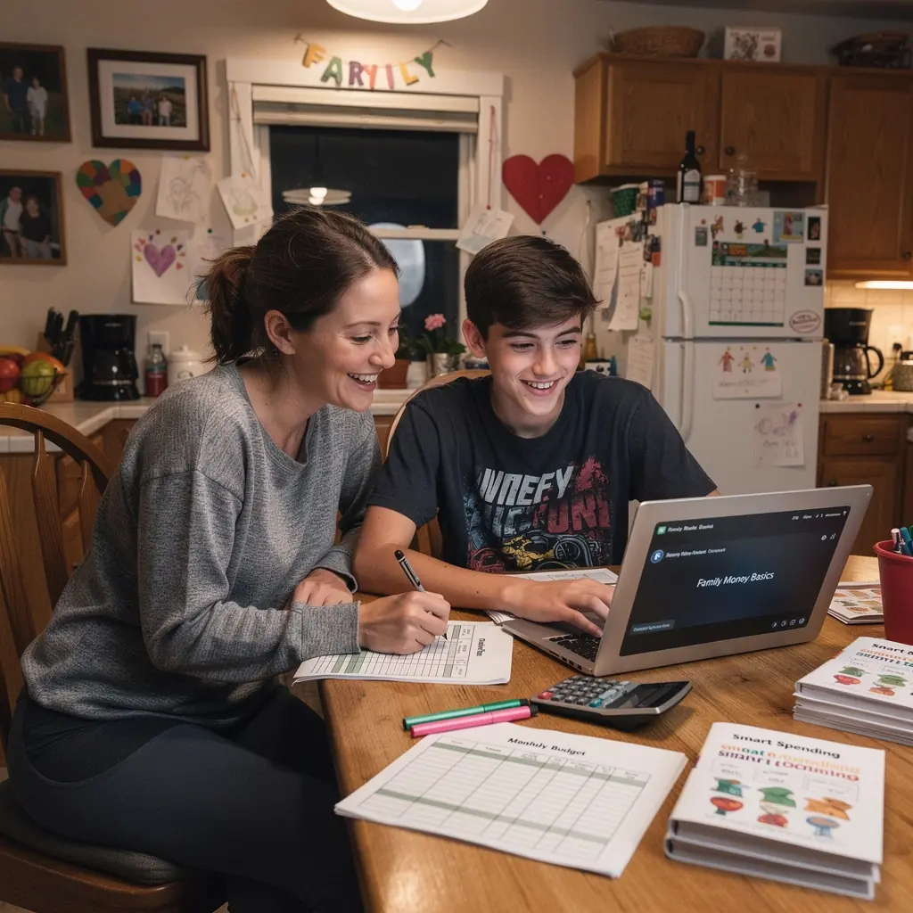 Csoportos képzés a személyes pénzügyek alapjairól, ahol résztvevők tanulnak együtt.